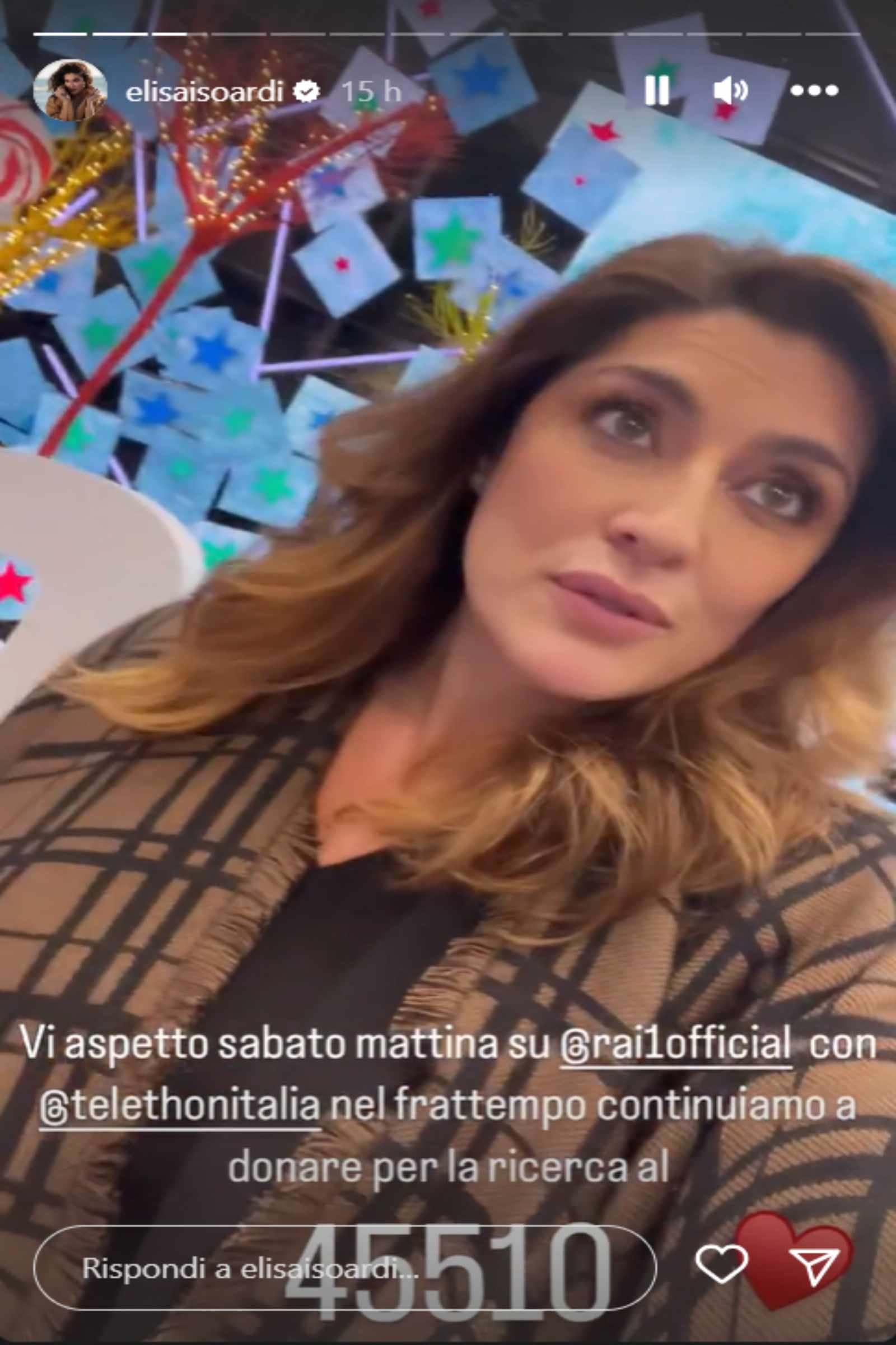 Elisa Isoardi Telethon 17 novembre 2022