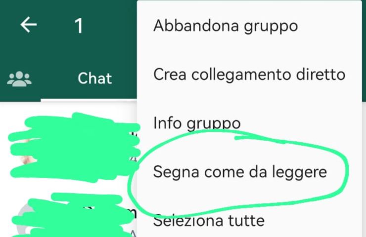 Segna come da leggere whatsapp