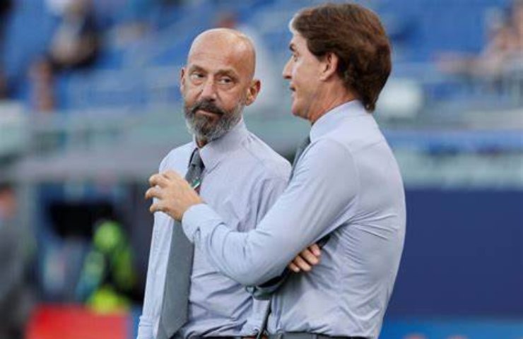 Gianluca Valli e Roberto Mancini foto campo calcio