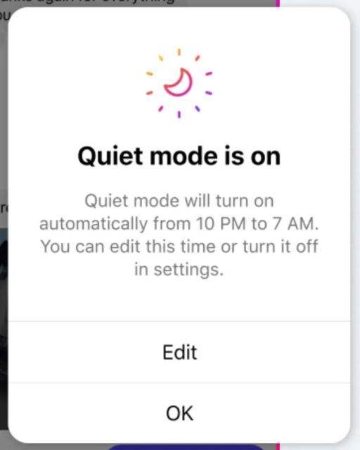 Instagram nuova funzione quiet mode on