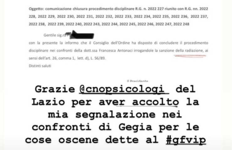 Gegia Marco Bellavia Grande Fratello Vip ordine psicologi radiata