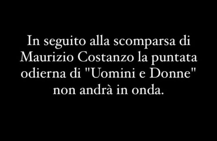 Uomini e Donne stoppato